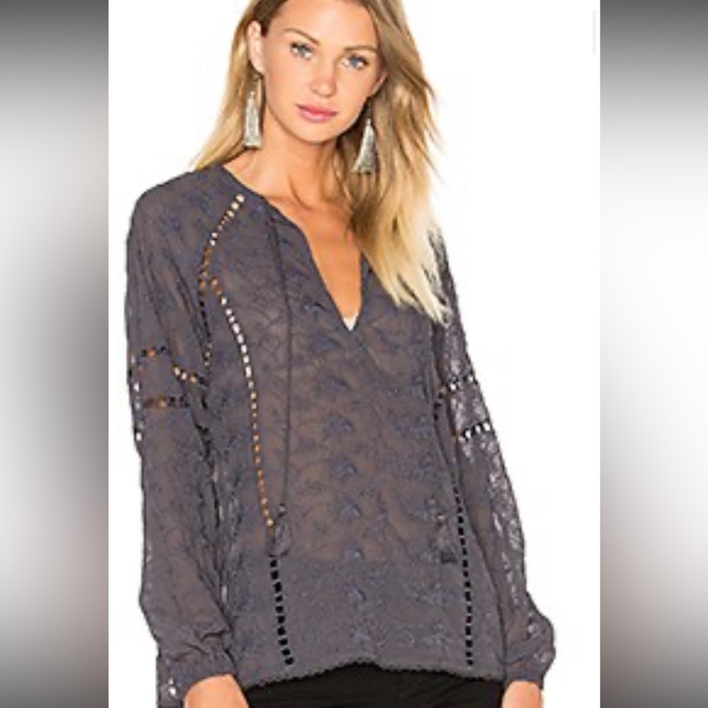 House of Harlow 1960  x Revolve | “Sophie” | Long sleeve V-Neck Top in Ash | XS